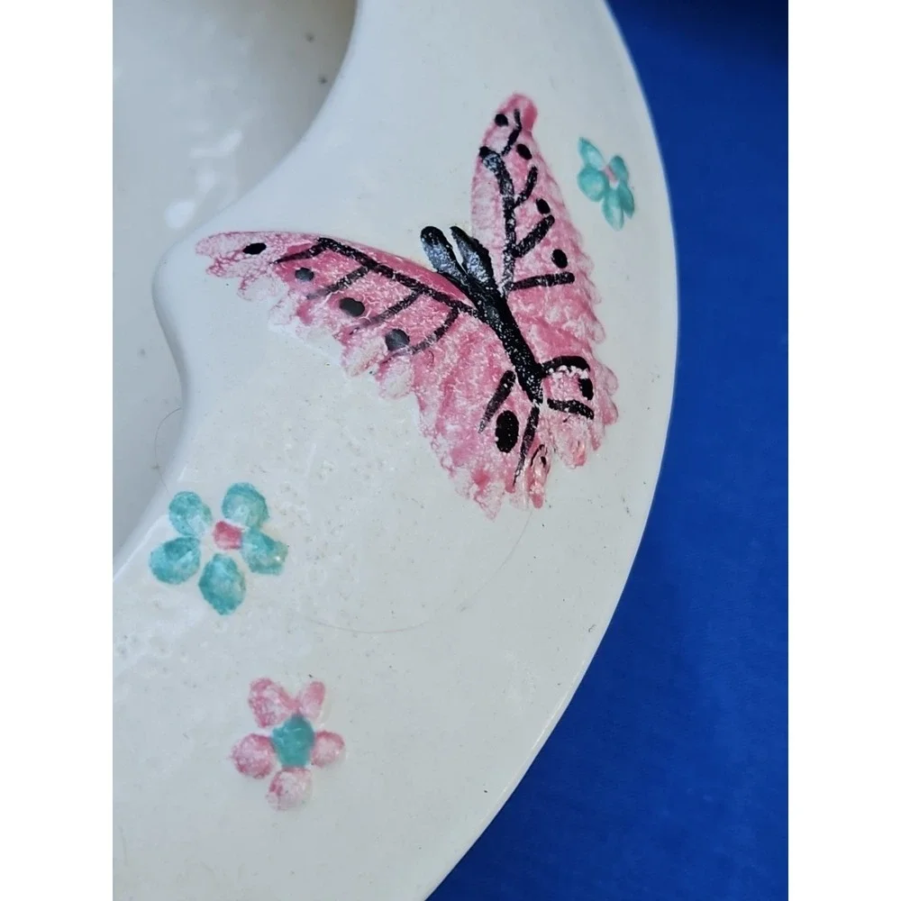VTG Hull Pottery BUTTERFLY Console Bowl Candle Holder Set MCM Atomic Centerpiece